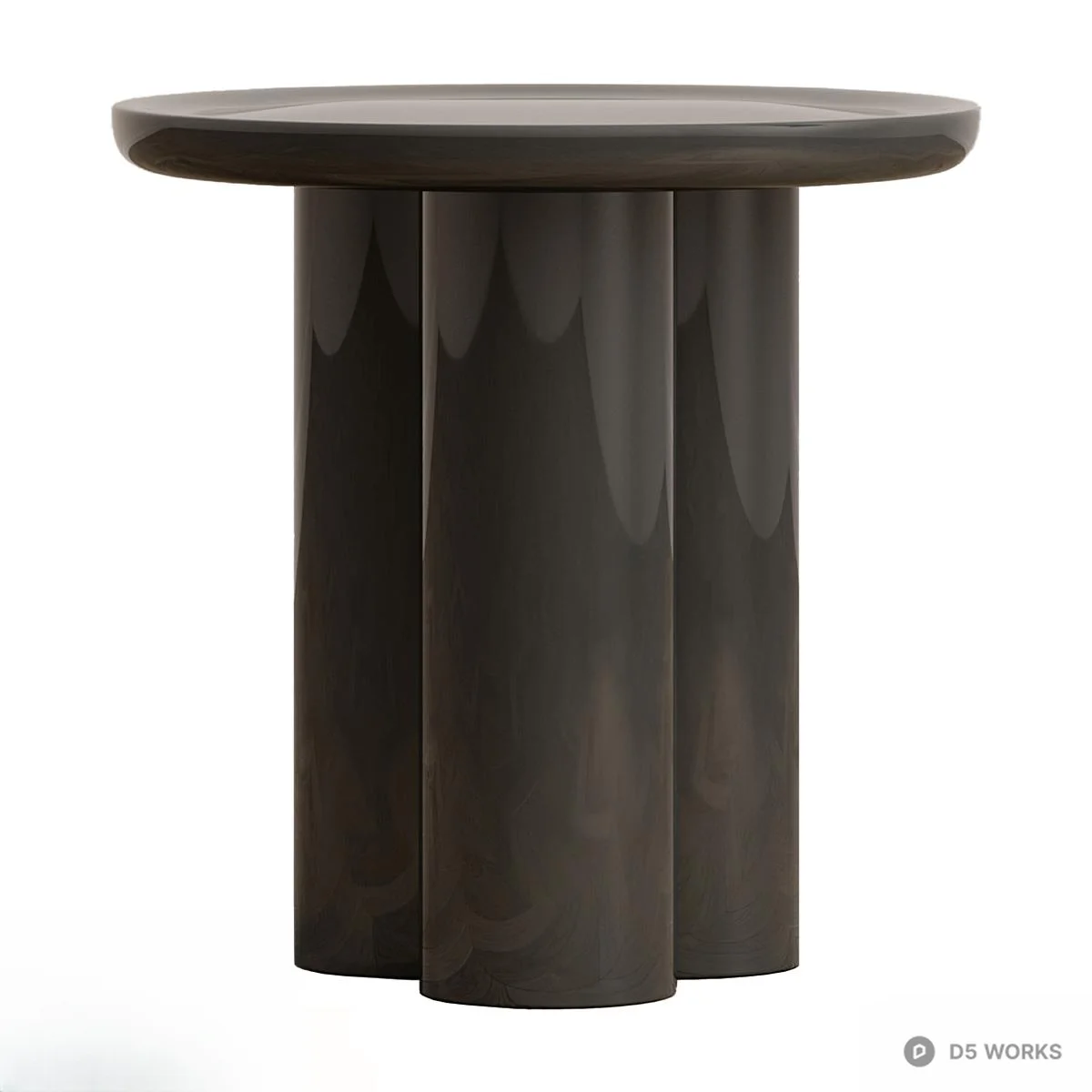 Wooden Fluted Side Table 3d model thumbnail 5