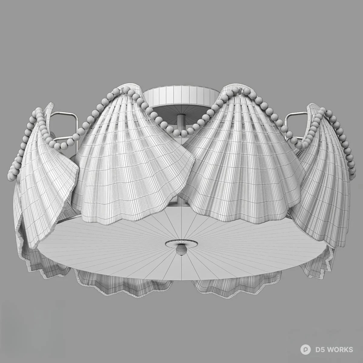 Transitional Style Ceiling Light With Pearl Trim 3d model thumbnail 2