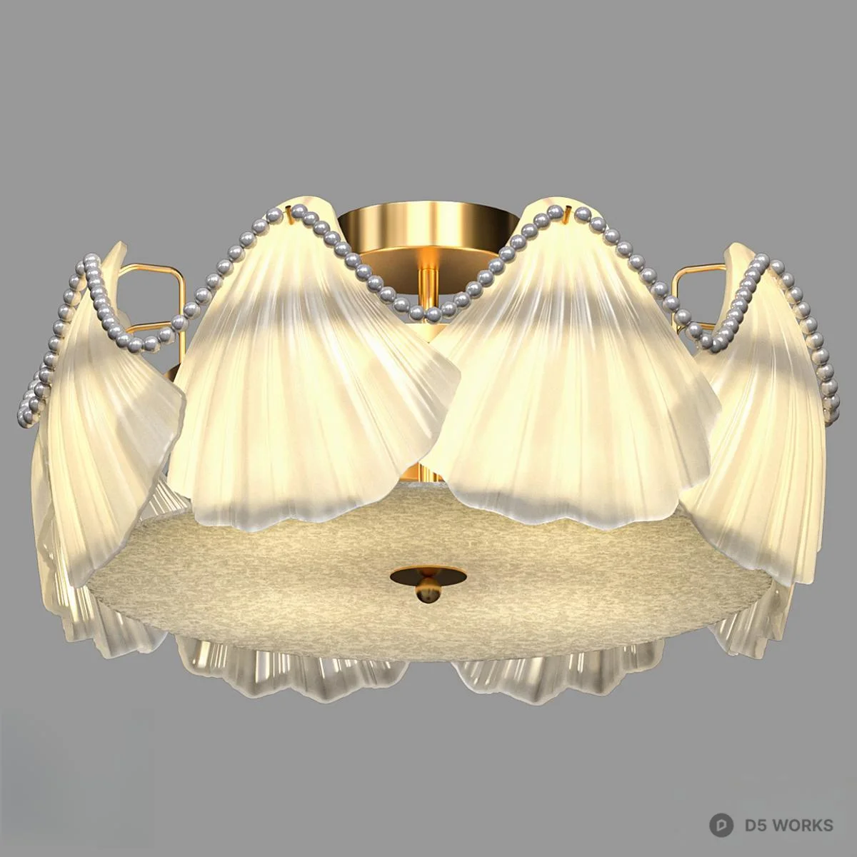 Transitional Style Ceiling Light With Pearl Trim 3d model - Image 1