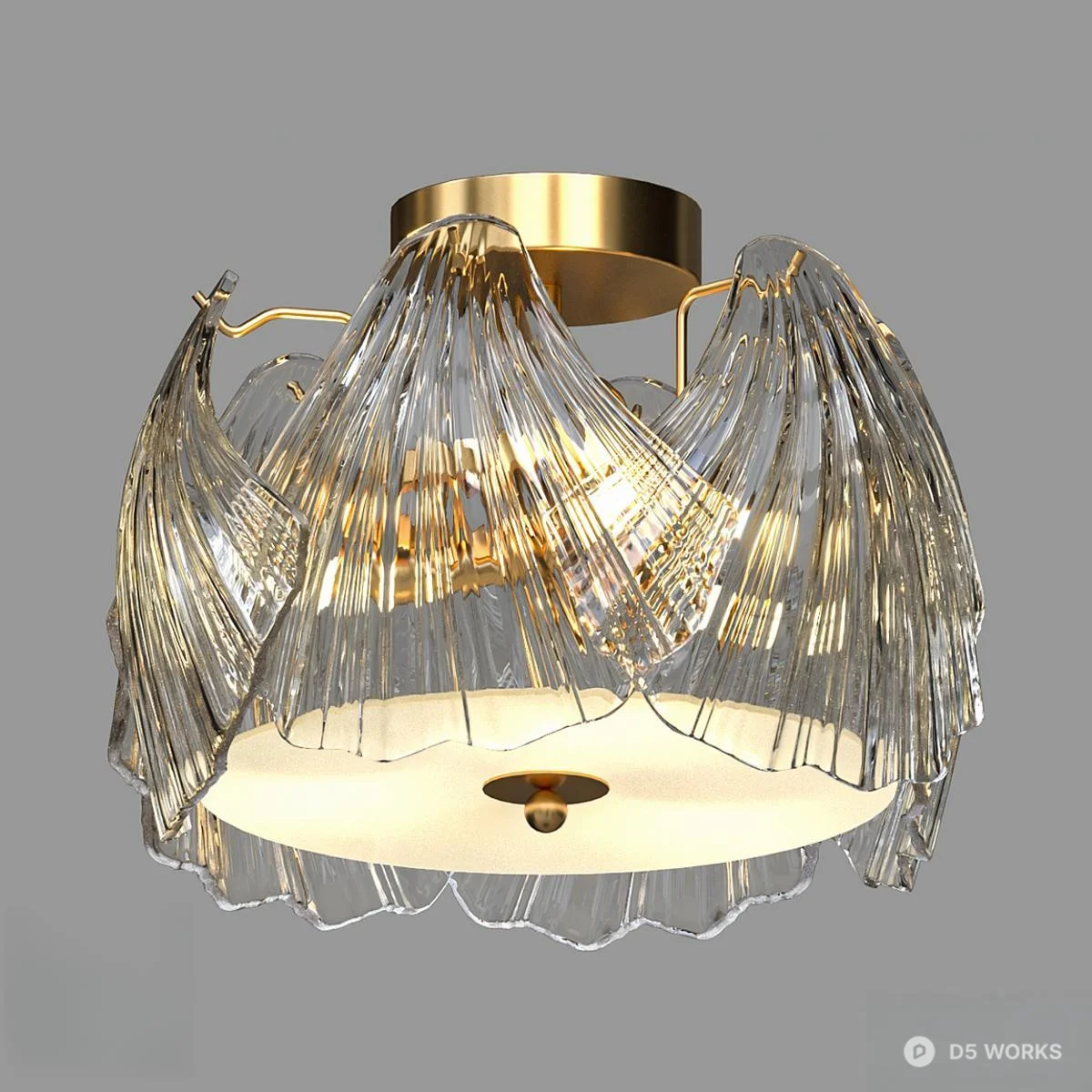 Transitional Style Ceiling Light With Pearl Trim 3d model thumbnail 3