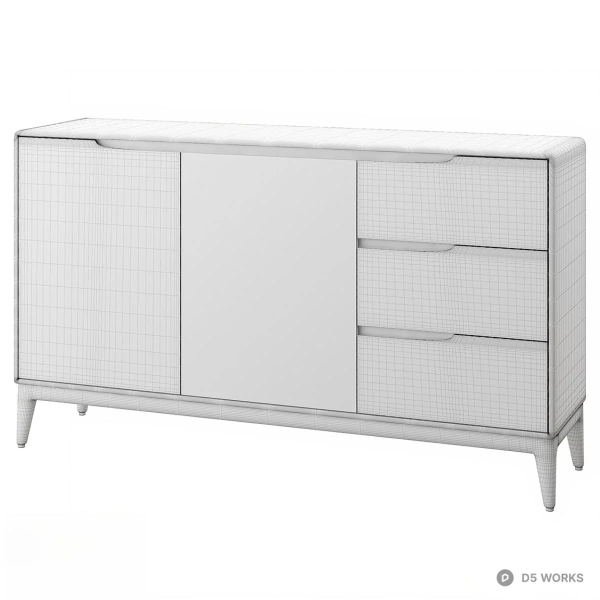 Minimalist Oak Wood TV Cabinet 3d model thumbnail 2