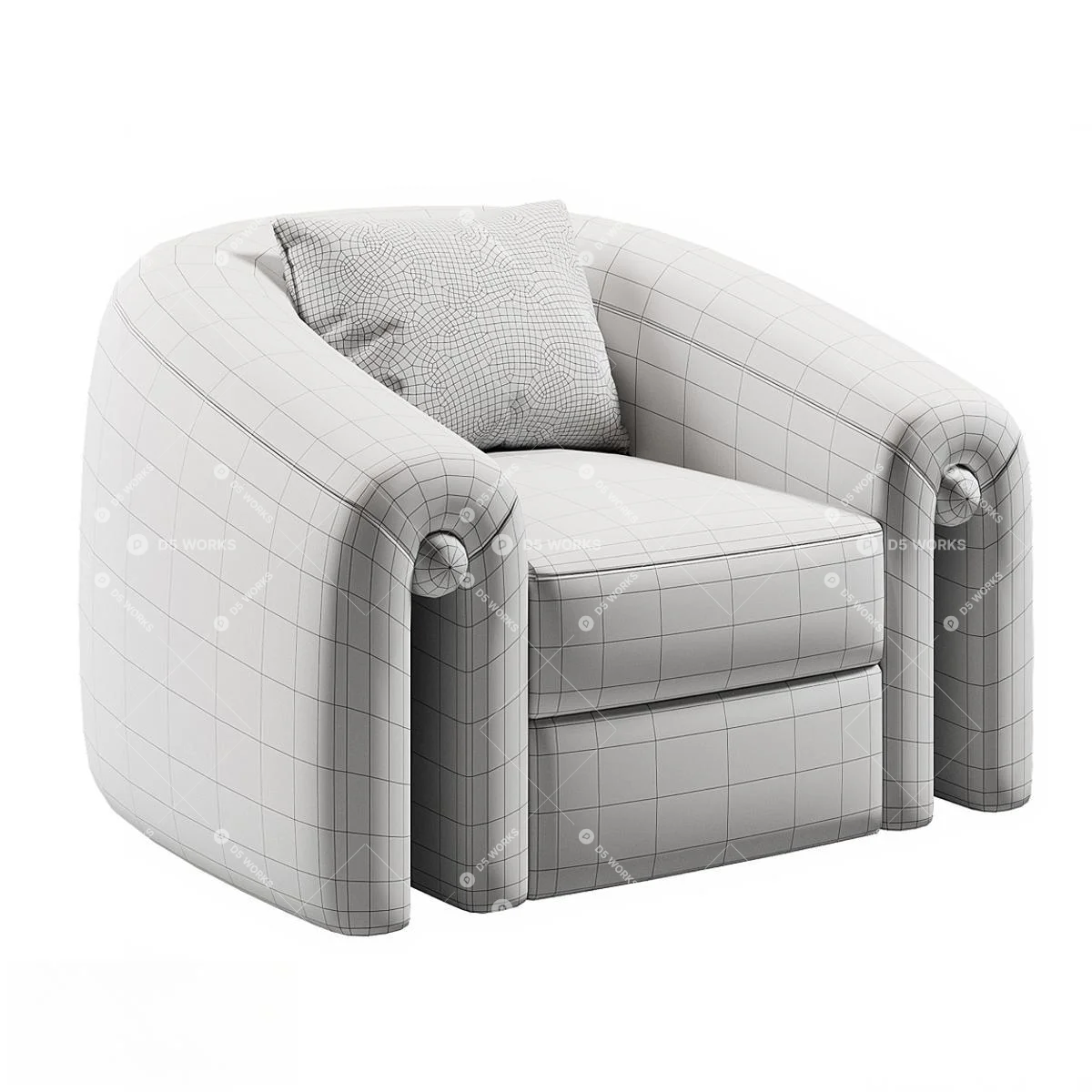 Organic Modern Single Sofa 3d model thumbnail 3