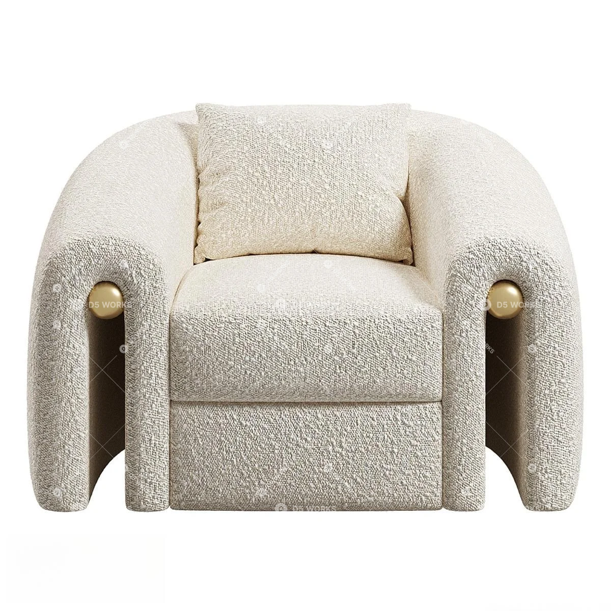 Organic Modern Single Sofa 3d model thumbnail 2