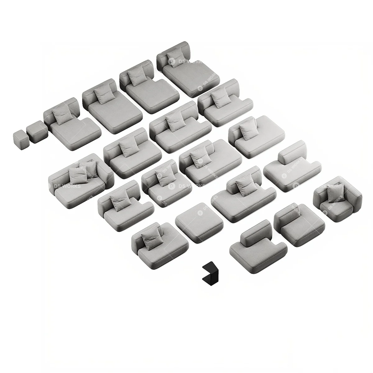 Contemporary Two-seater Sofa 3d model thumbnail 3