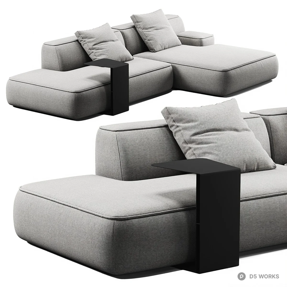 Modular Sectional Sofa With Minimalist Design 3d model thumbnail 2