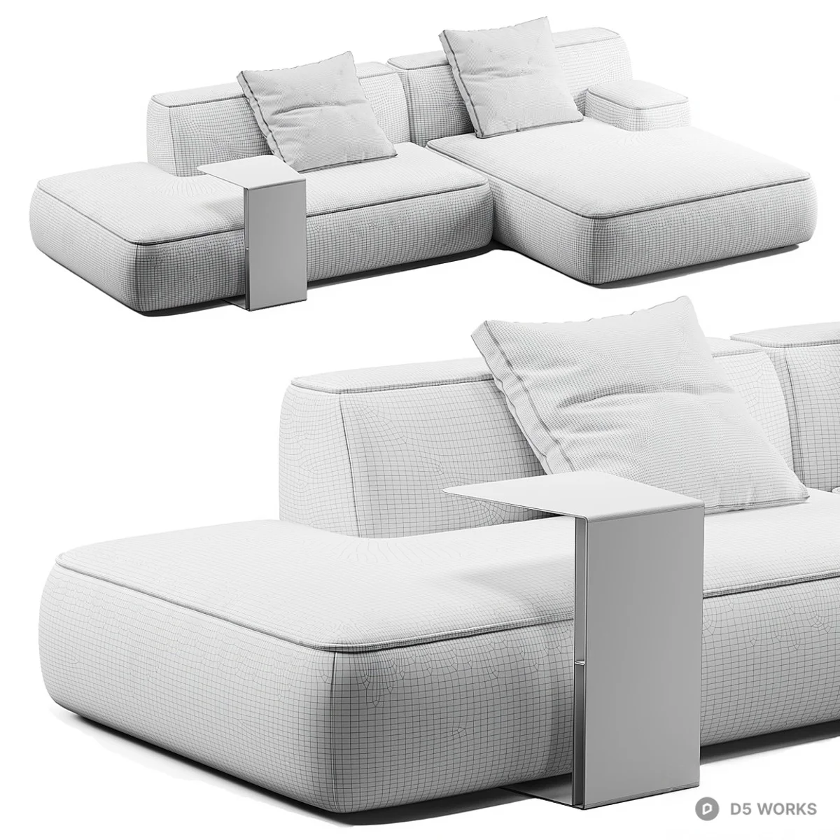 Modular Sectional Sofa With Minimalist Design 3d model thumbnail 4
