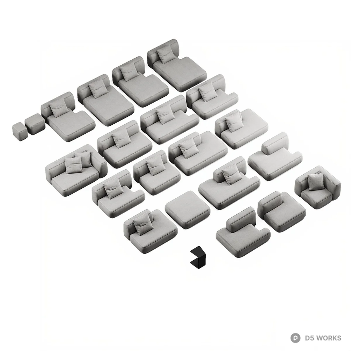 Modular Sectional Sofa With Minimalist Design 3d model thumbnail 3