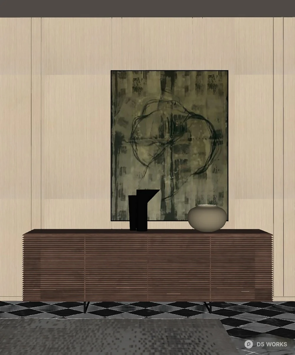 Minimalist Wooden Sideboard 3d model thumbnail 2