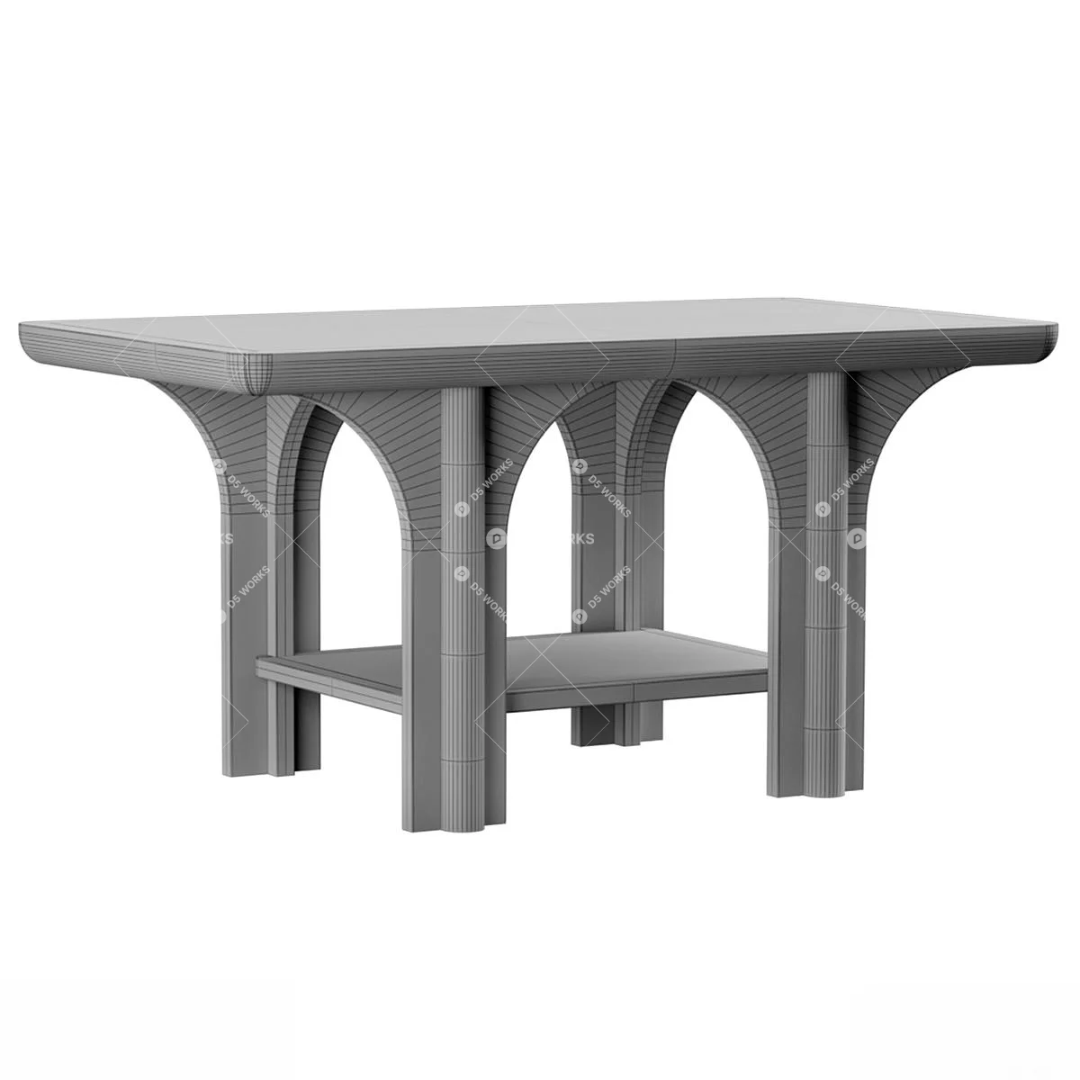 Mid-Century Modern Dining Table 3d model thumbnail 3