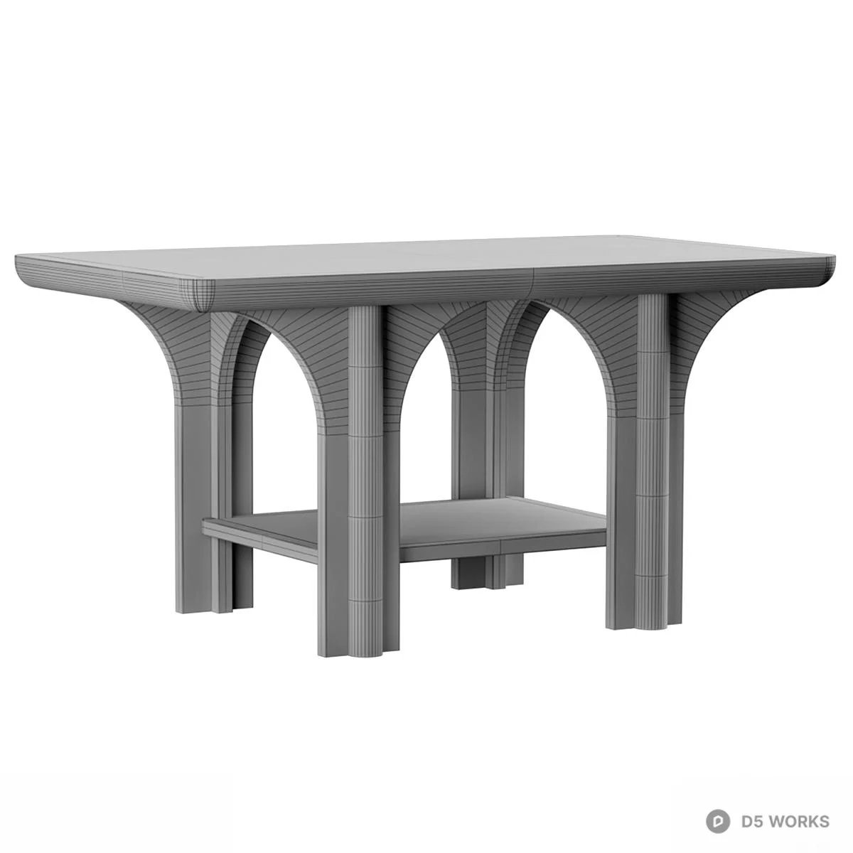 Mid Century Modern Dining Table 3d model thumbnail 3
