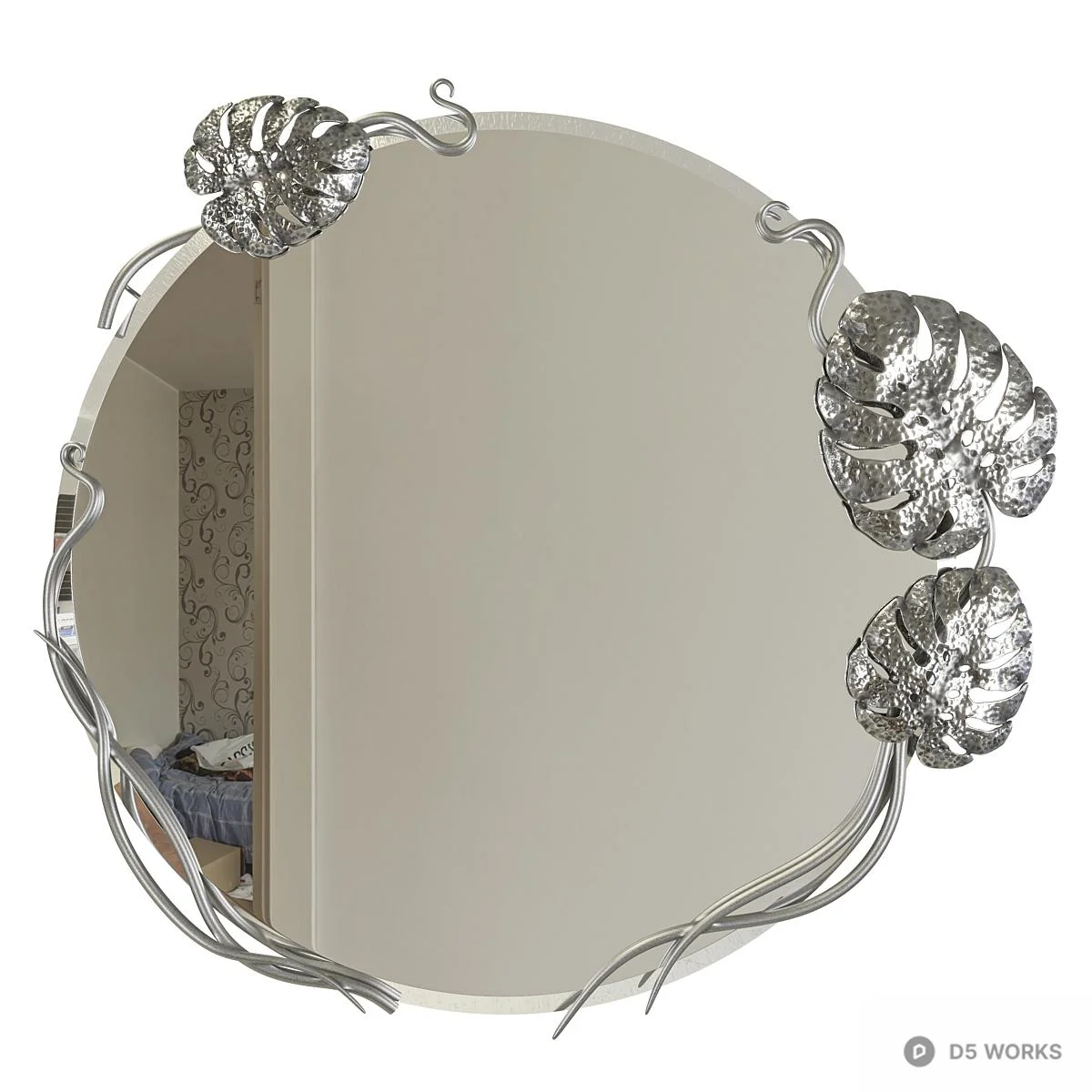 Gold Leaf Ornamented Decorative Mirror 3d model thumbnail 3