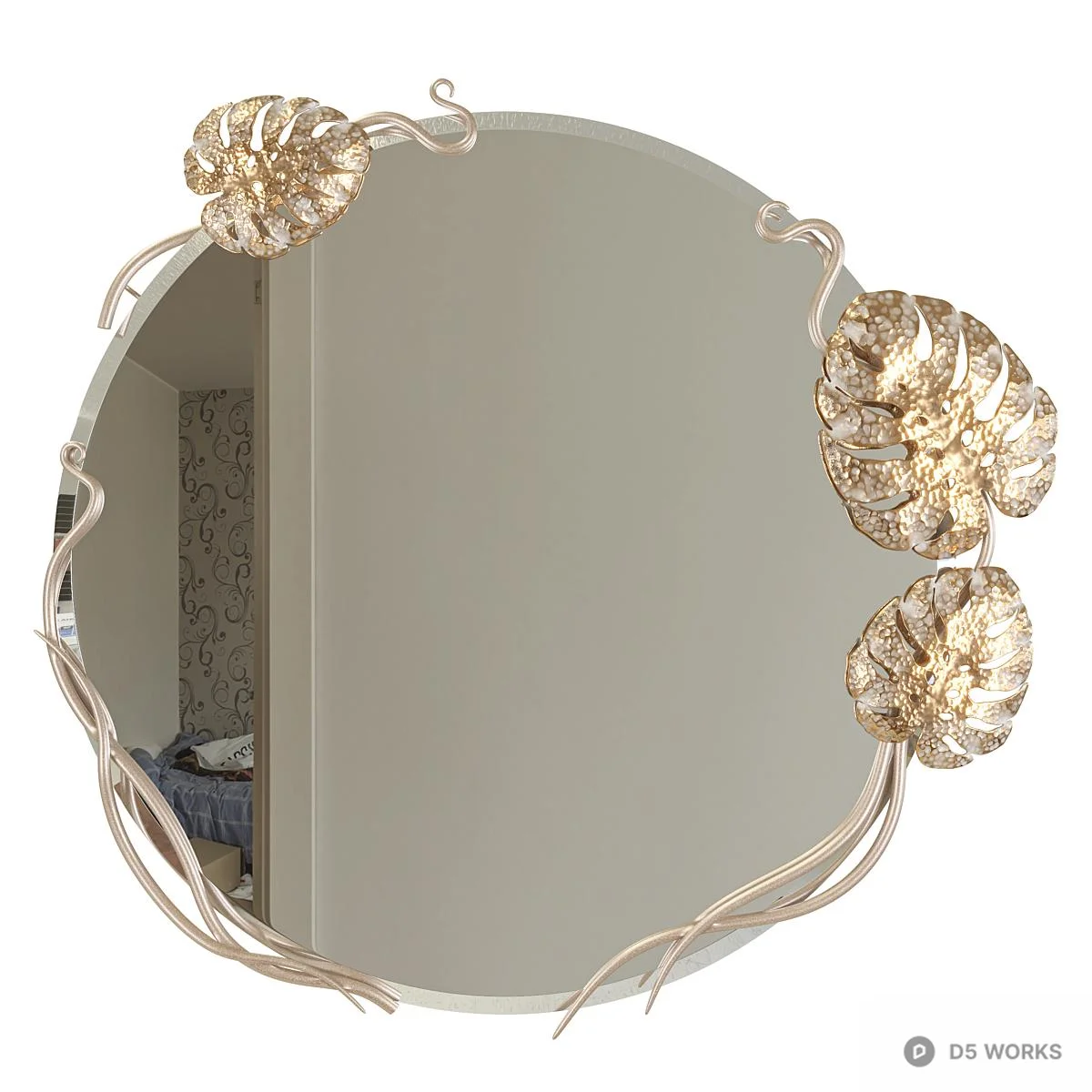 Gold Leaf Ornamented Decorative Mirror 3d model thumbnail 2