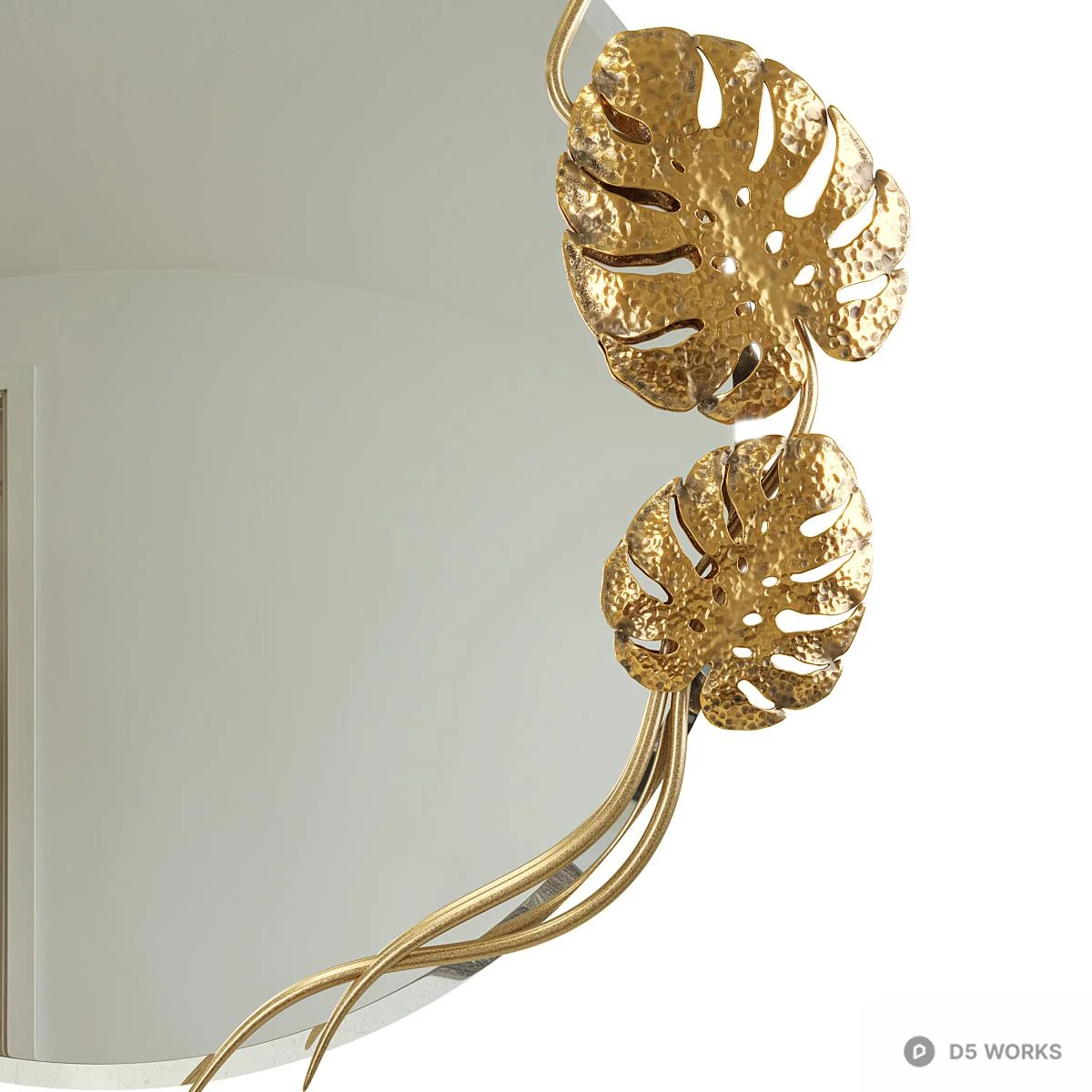Gold Leaf Ornamented Decorative Mirror 3d model thumbnail 4