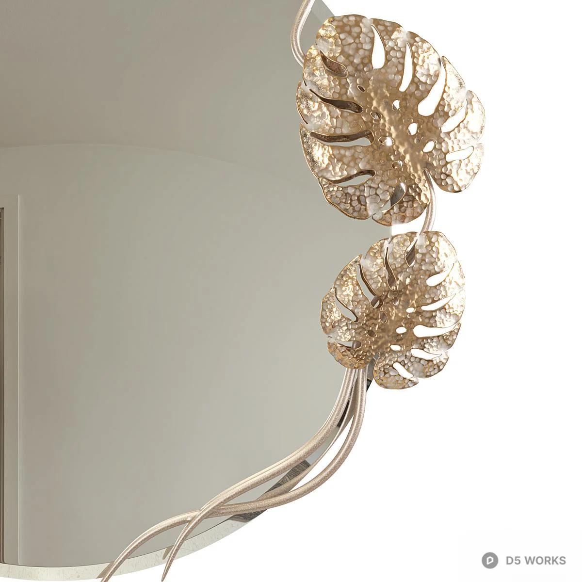 Gold Leaf Ornamented Decorative Mirror 3d model thumbnail 5