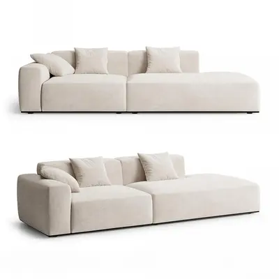 Minimalist Beige Modular Sectional Sofa 3d model