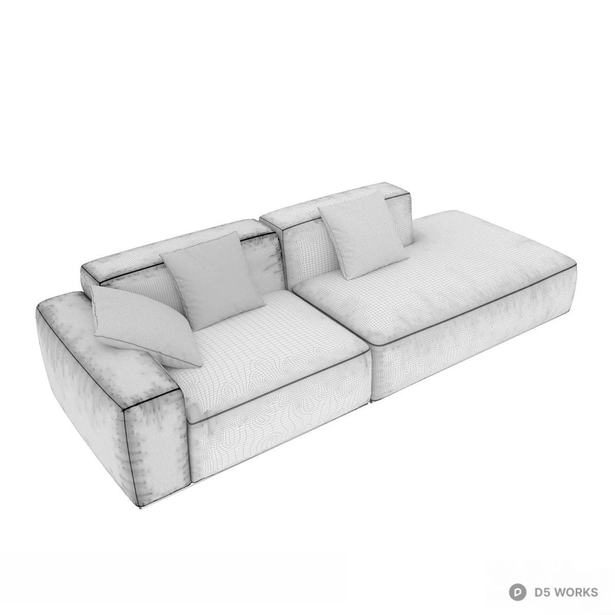 Minimalist Beige Modular Sectional Sofa 3d model thumbnail 2
