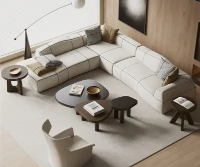 Minimalist Living Room with Sectional Sofa 3d model