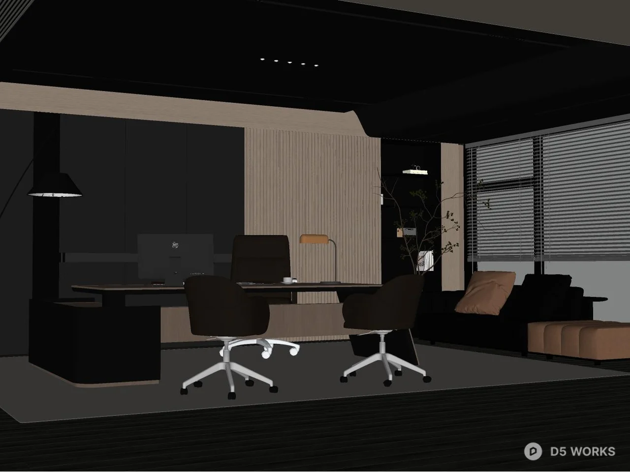 Modern Executive Office with Minimalist Design 3d model thumbnail 2
