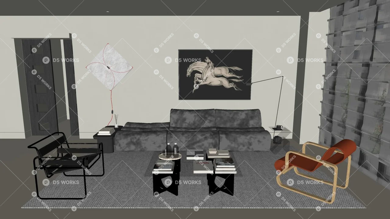 Home Living Room 3d model thumbnail 2