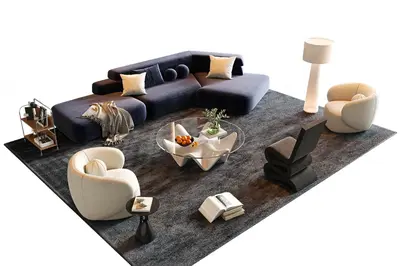 Modern Sofa & Side Table Set 3d model
