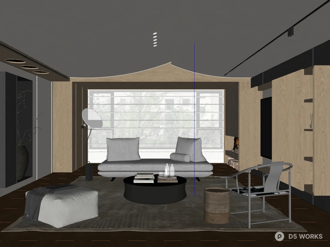 Minimalist Living Room with Warm Tones 3d model thumbnail 2