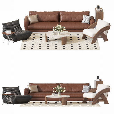 Organic Modern Sofa & Side Table Set