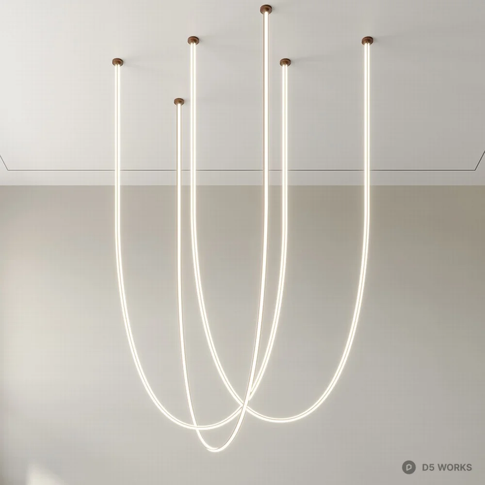 Curved Minimalist Pendant Light 3d model - Image 1