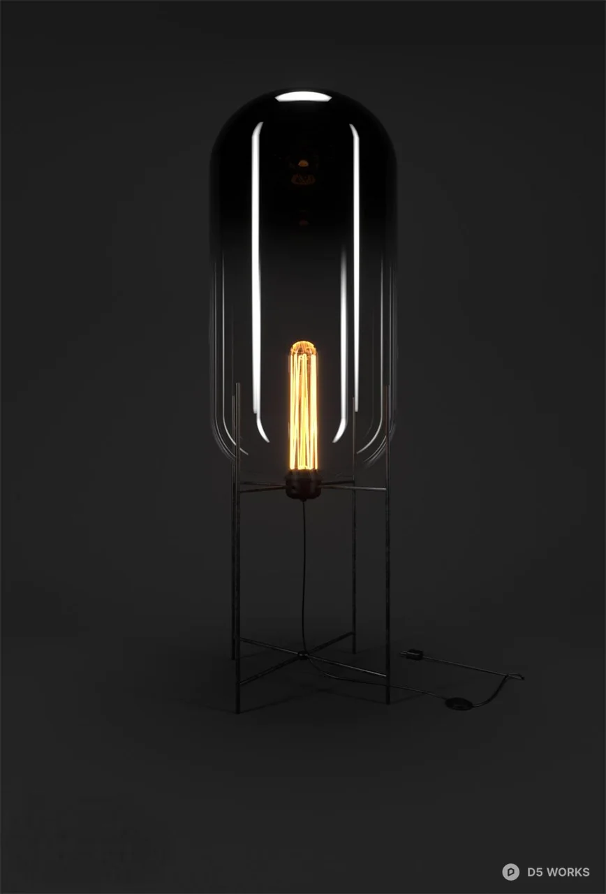 Smoked Glass Dome Floor Lamp 3d model thumbnail 2