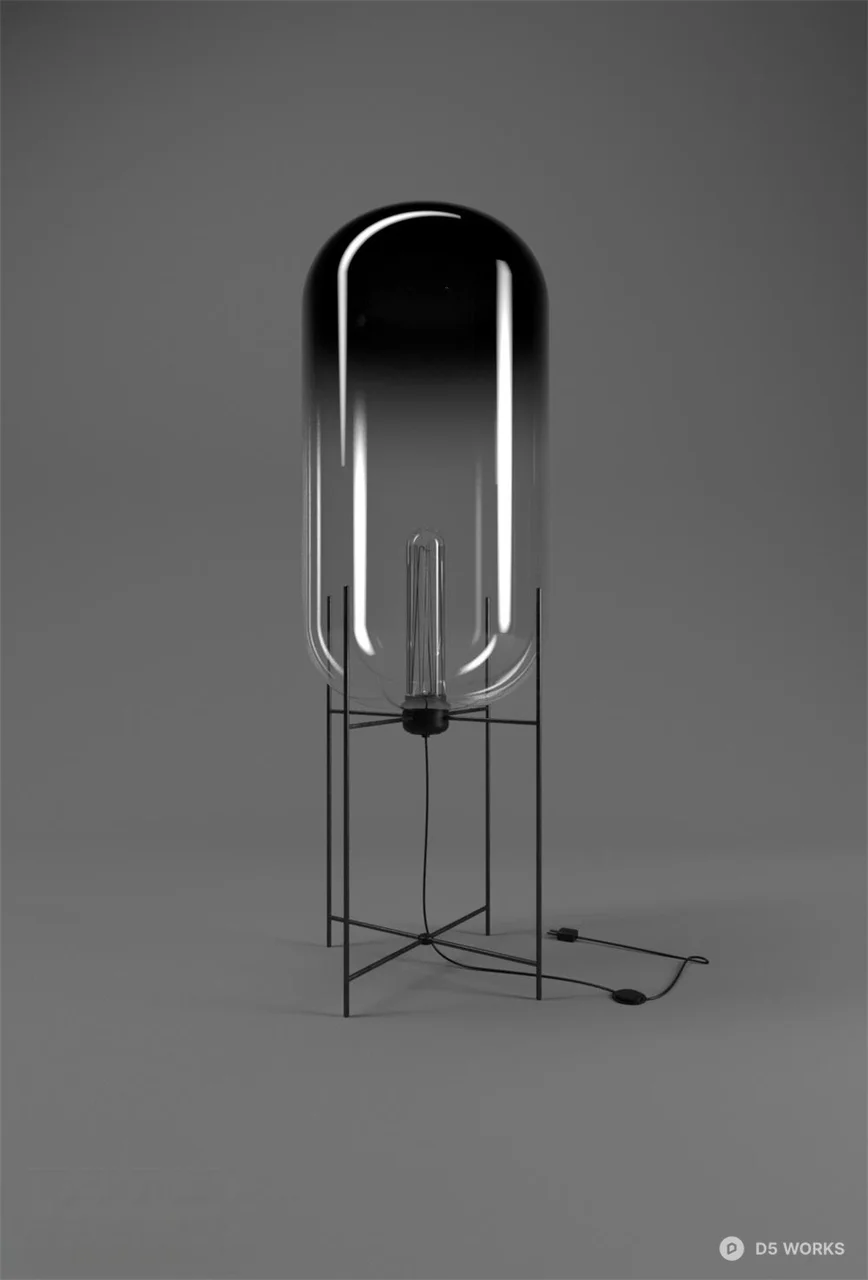 Smoked Glass Dome Floor Lamp 3d model thumbnail 3