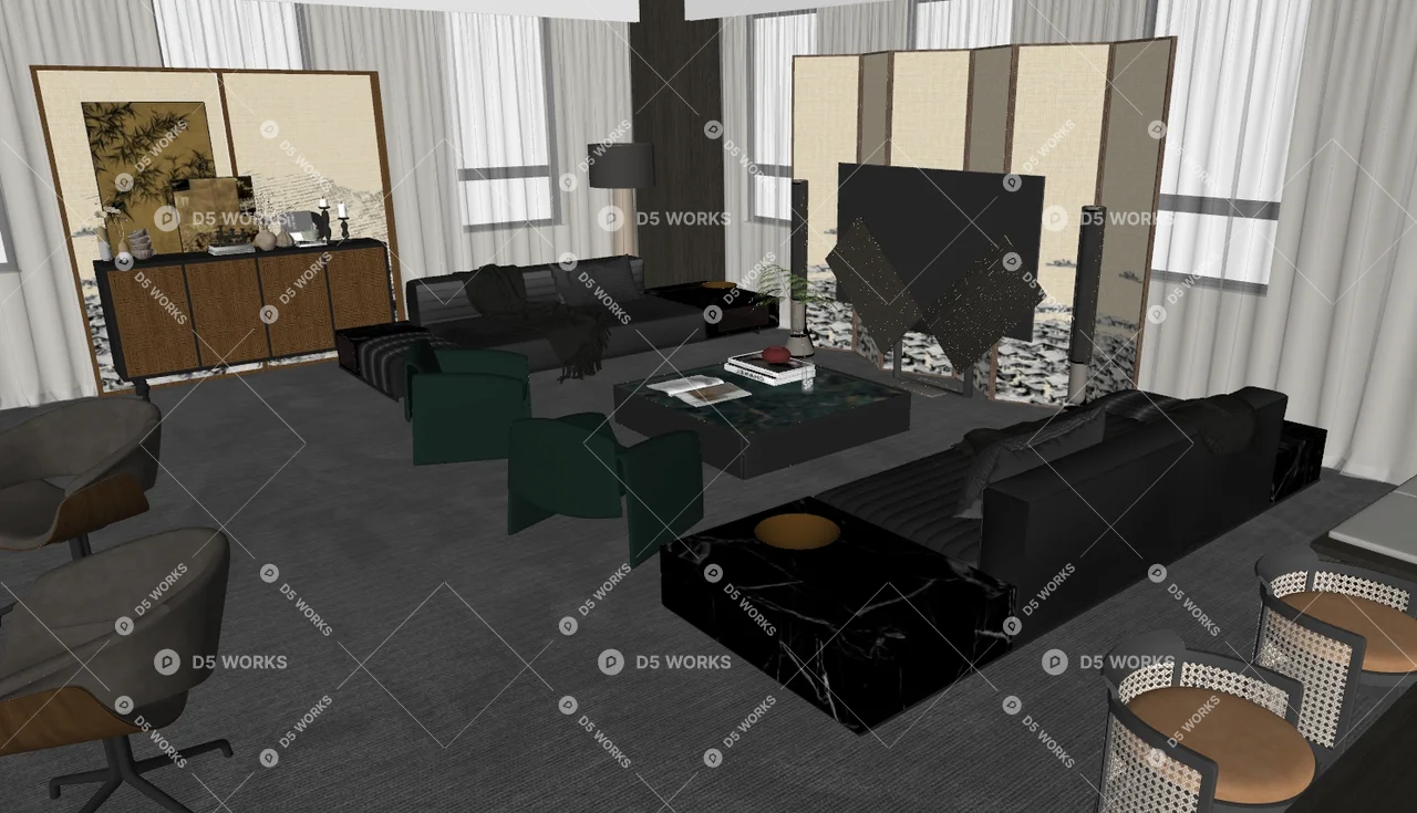 Modern Independent Office 3d model thumbnail 2