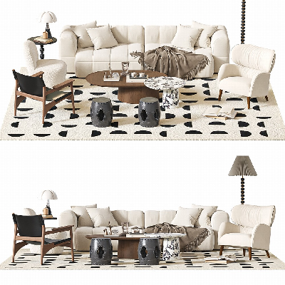 Organic Modern Sofa & Side Table Set