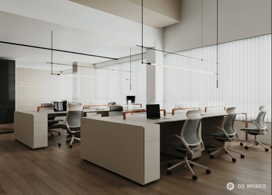 Minimalist Open Plan Office Space 3d model - Image 1