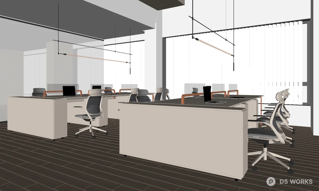Minimalist Open Plan Office Space 3d model thumbnail 2