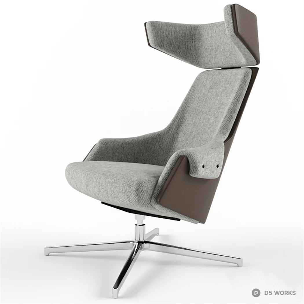 Modern Fabric Lounge Chair With Chrome Base 3d model - Image 1