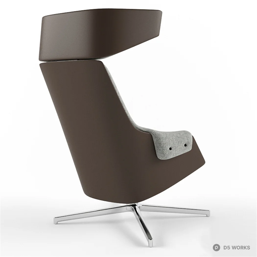 Modern Fabric Lounge Chair With Chrome Base 3d model thumbnail 2