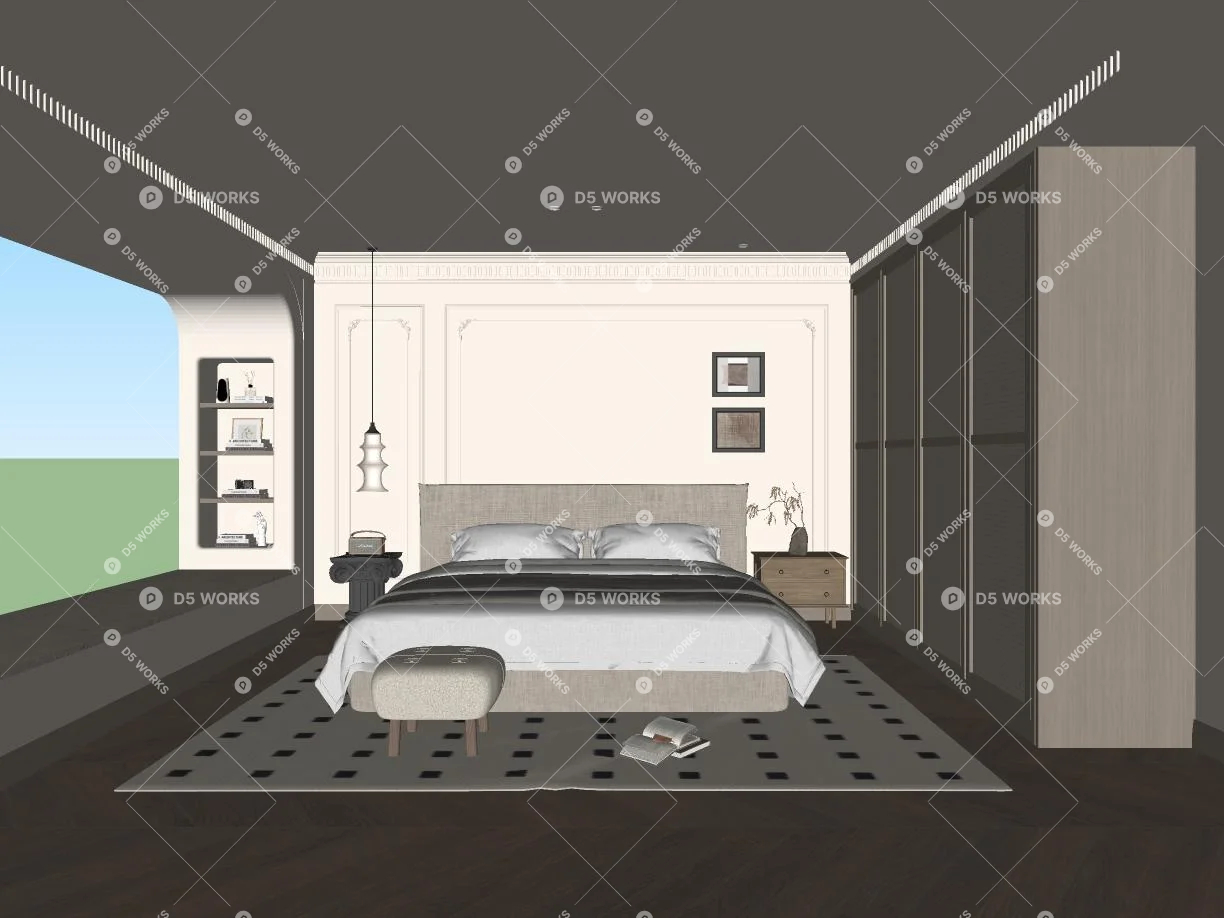 Organic Modern Home Bedroom 3d model thumbnail 2