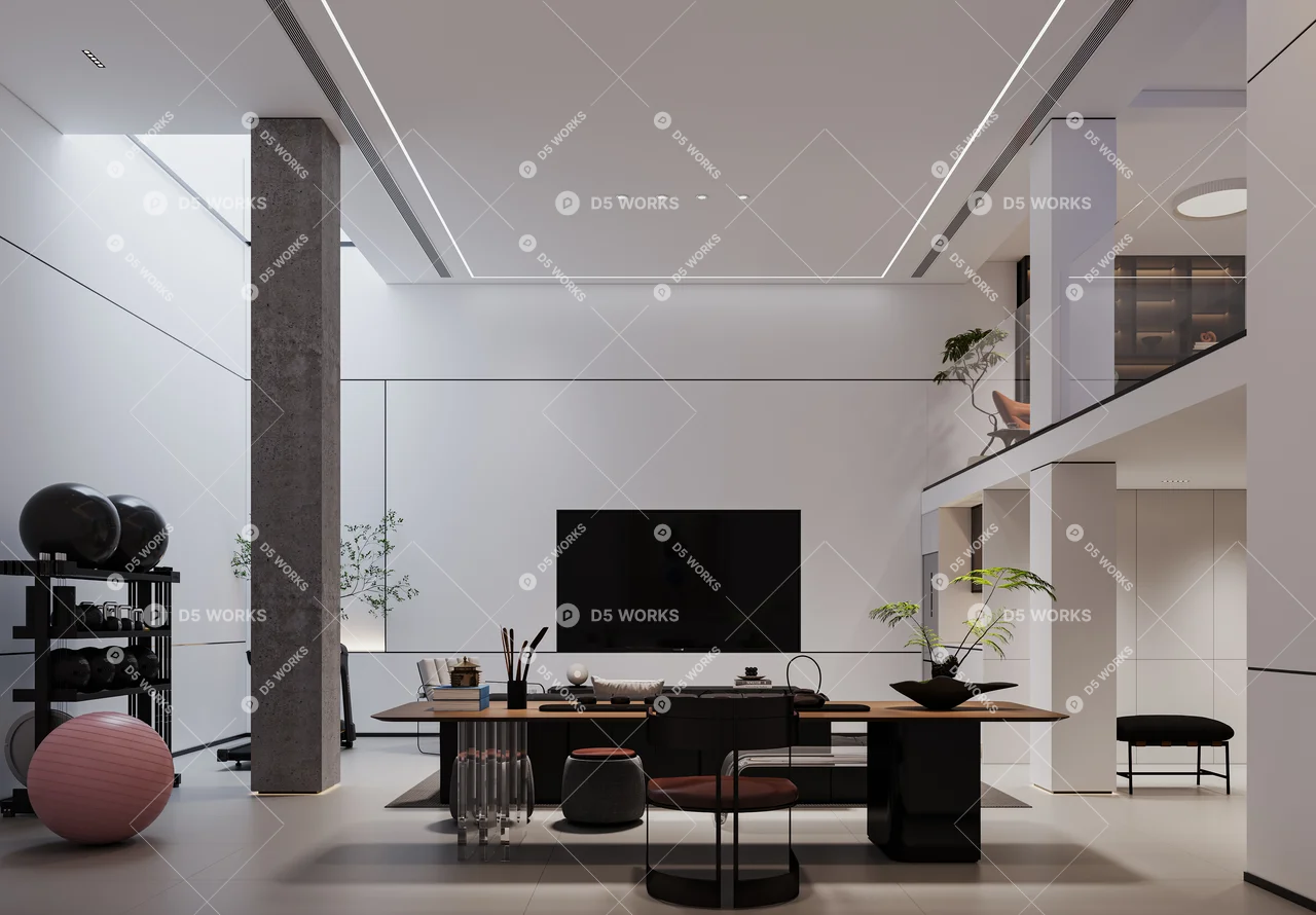 Modern Villa Living Room 3d model - Image 1
