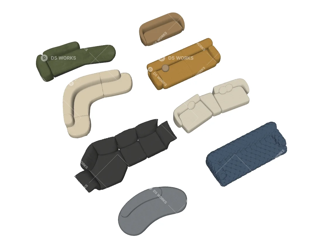 Modern Modular Sofa Set 3d model thumbnail 2