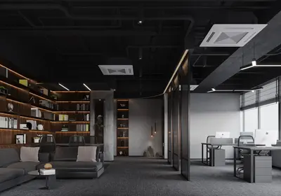 Organic Modern Dark Academia Office Area