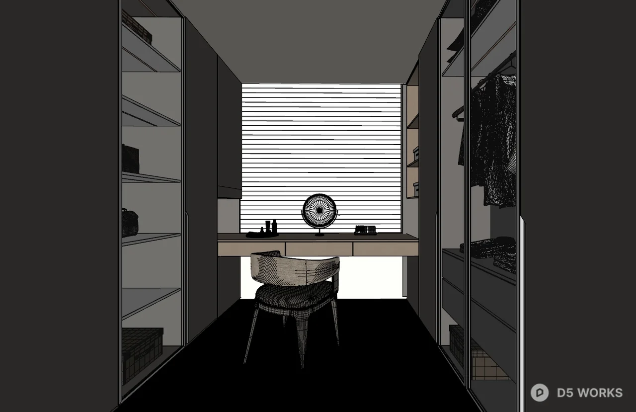 Minimalist Walk-In Closet With Integrated Vanity 3d model thumbnail 2