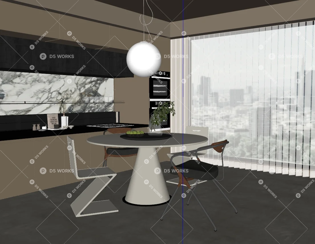Modern Dining Room (Home) 3d model thumbnail 2