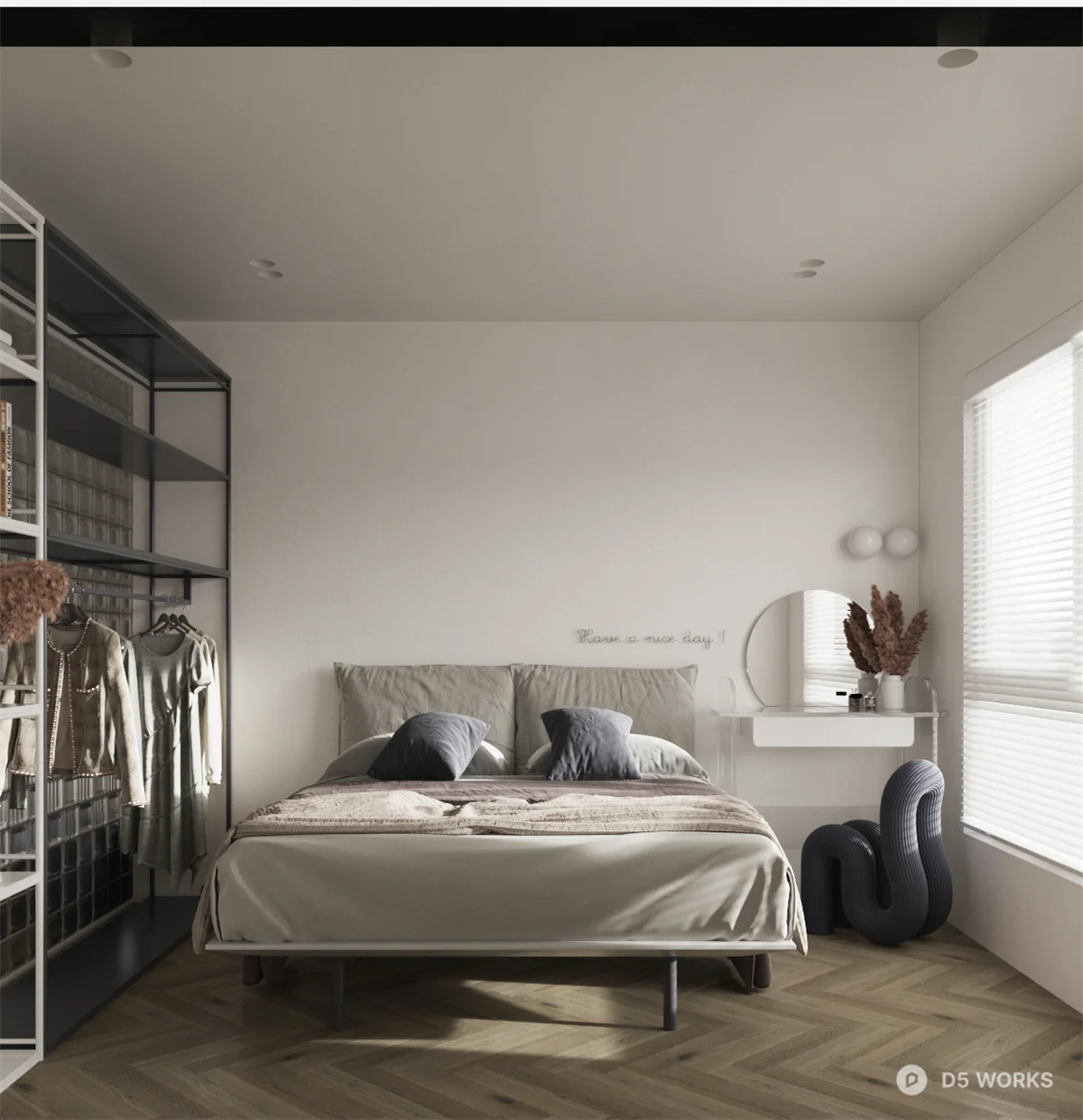 Minimalist Open Plan Living Dining Space 3d model thumbnail 4