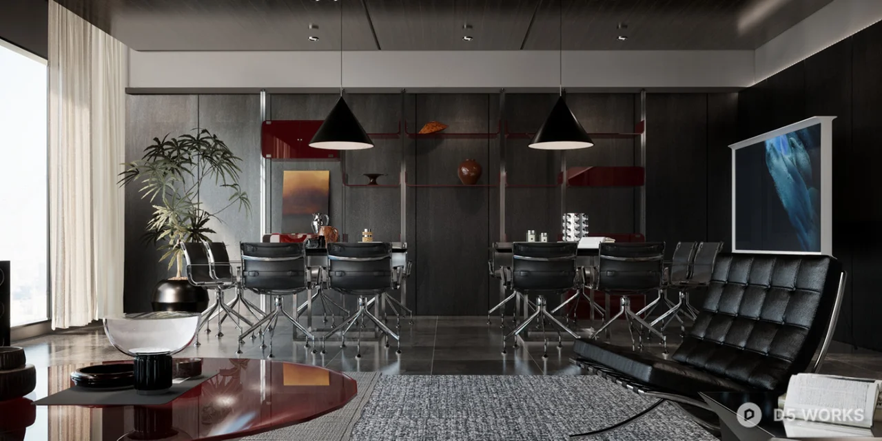 Modern Executive Office With Minimalist Design 3d model thumbnail 2