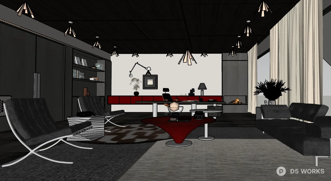 Modern Executive Office With Minimalist Design 3d model thumbnail 3