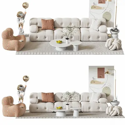 Modern Sofa & Side Table Set