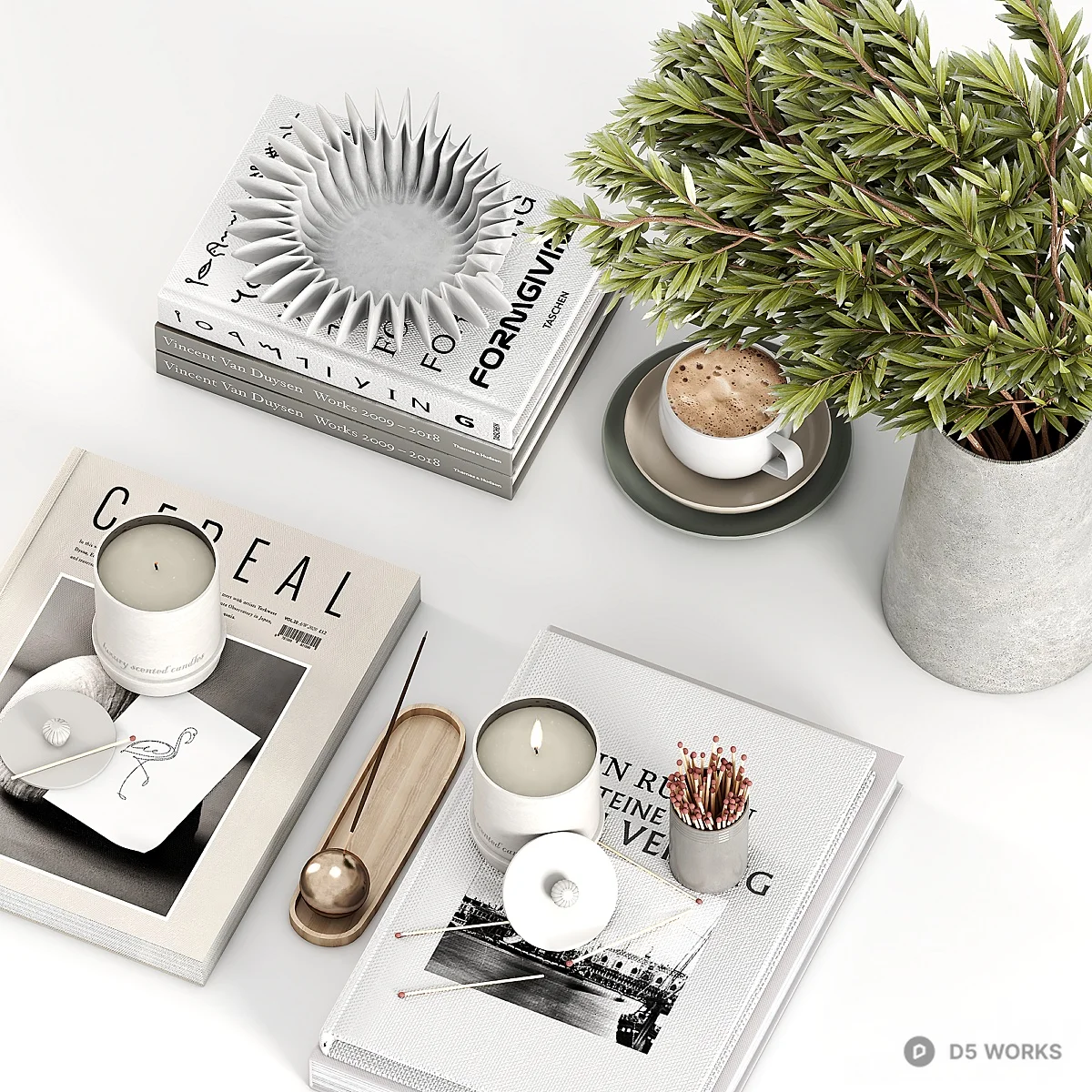 Minimalist Decorative Tabletop Set 3d model thumbnail 2