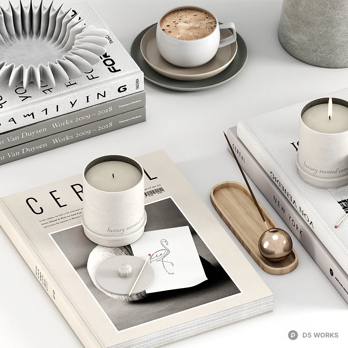 Minimalist Decorative Tabletop Set 3d model thumbnail 3
