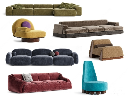 Mid-Century Modern Modular Sofa Set
