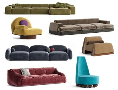 Mid-Century Modern Modular Sofa Set