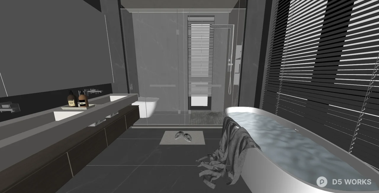 Minimalist Modern Bathroom With Freestanding Bathtub 3d model thumbnail 2